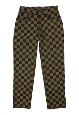 Vintage 90s Fendi checkerboard print brown trousers