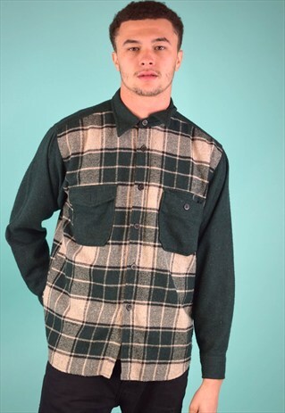 VINTAGE 90'S CHECKED WOOL SHIRT