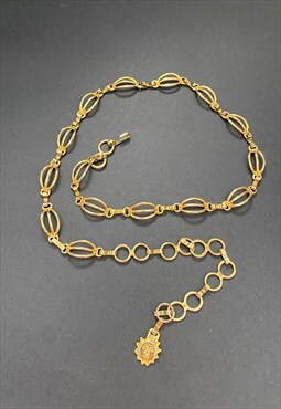 70's Vintage Gold Chain Link Metal Belt Adjustable Medallion