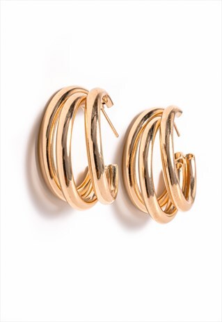 GOLD MULTILAYERED TWISTED HOOP EARRINGS