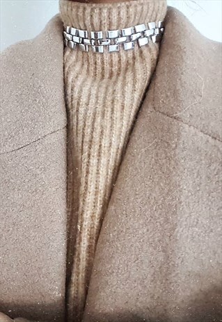 SIMPLE PATTERNED WRAP CHOKER - SILVER