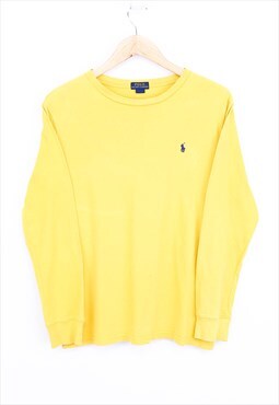 Vintage Ralph Lauren T Shirt Yellow Long Sleeve With Logo