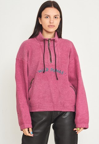VINTAGE PURPLE 1/4 ZIP FLEECE WINTER SWEATSHIRT