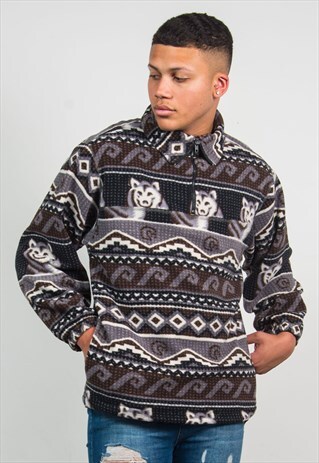 VINTAGE QUARTER ZIP FLEECE WOLF