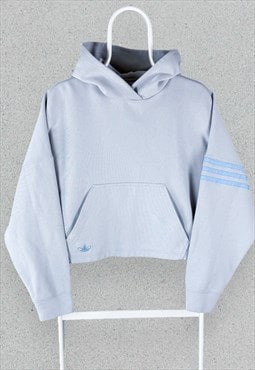 Adidas Originals Blue Cropped Hoodie Womens Small 8-10