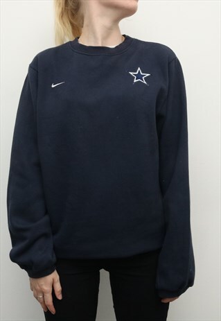 NIKE - NAVY EMBROIDERED CREWNECK SWEATSHIRT - XLARGE