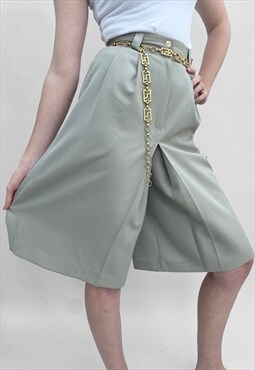 Vintage Ladies 70's Culottes Skirt Beige Wool Small