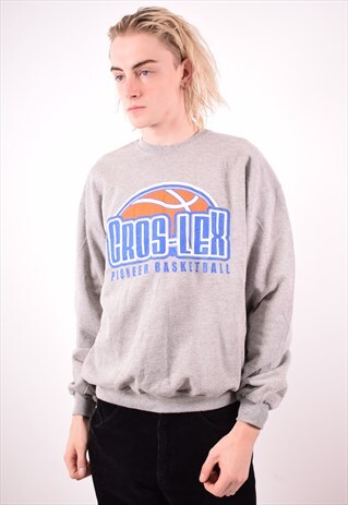 MENS VINTAGE SWEATSHIRT JUMPER LARGE GREY 90S