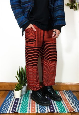 FAIRTRADE ORANGE STRIPED HIPPIE HAREMS / TROUSERS
