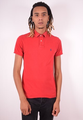POLO RALPH LAUREN MENS VINTAGE POLO SHIRT MEDIUM RED 90S