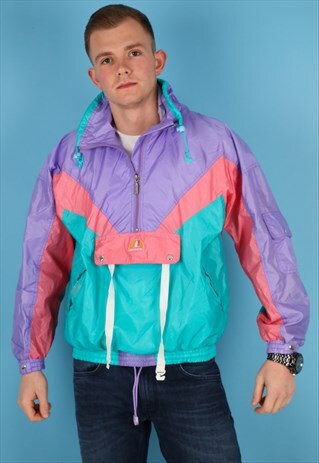 VINTAGE WINDBREAKER JACKET IN MULTI NJ735