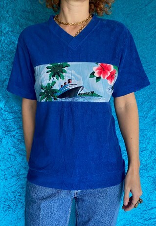 VINTAGE FLANNEL TOWELLING BLUE SHIRT