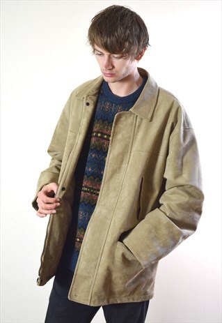 1990S VINTAGE LIGHT BROWN SUEDE STYLE OVERSIZED JACKET