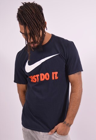 NIKE MENS VINTAGE T-SHIRT TOP LARGE NAVY BLUE 90S