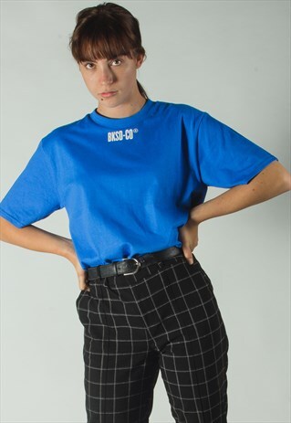 BLUE T-SHIRT WITH WHITE BKSD LOGO