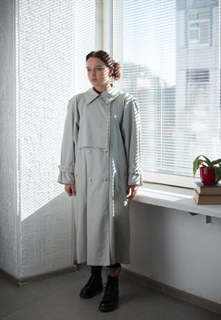 VINTAGE 80'S GREY TRENCH COAT