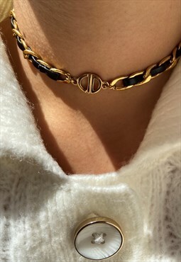 Authentic Dior CD Pendant - Upcylced Choker