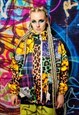 TARTAN HOOD JACKET REVERSIBLE FLEECE EMOJI BOMBER IN YELLOW