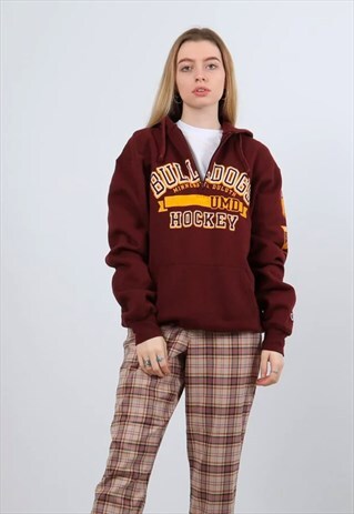 CHAMPION BURGUNDY MEDIUM 1/4 ZIP HOODIE