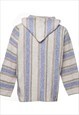 VINTAGE STRIPED OFF-WHITE & LILAC HOODIE - L