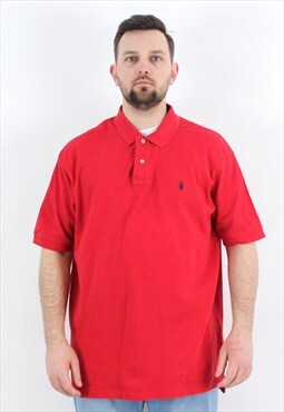 Shirt Short Sleeved Retro Tee Collared T-shirt Red Logo Top