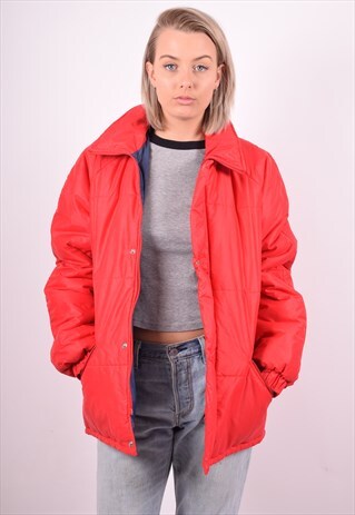 WOMENS VINTAGE PADDED JACKET LARGE RED 90'S