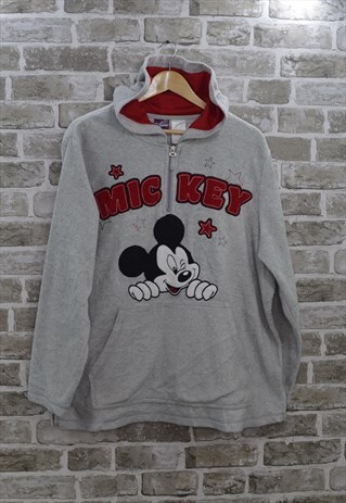 VINTAGE DISNEY QUATERZIP FLEECE BIG LOGO HOODIE