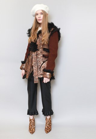 VINTAGE 1970'S STUNNING BRONZE SHEARLING AFGHAN COAT