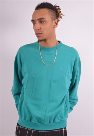 VINTAGE FRED PERRY SWEATSHIRT JUMPER TURQUOISE