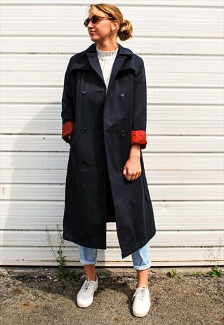 VINTAGE NAVY TRENCH COAT