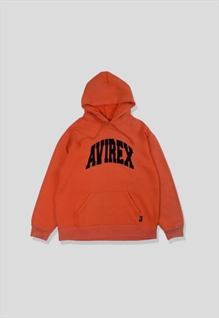 VINTAGE 90S AVIREX EMBROIDERED LOGO HOODIE IN ORANGE