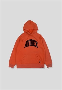 Vintage 90s Avirex Embroidered Logo Hoodie in Orange