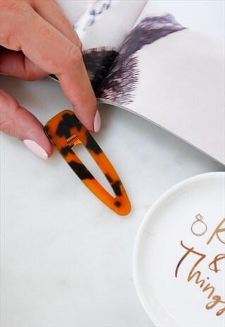 TORTOISE SHELL GOLD BARRETTE HAIR CLIP PIN