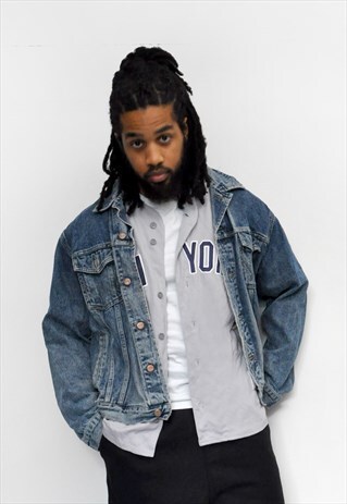 90S WRANGLER DENIM FESTIVAL DISTRESSED OVERSIZED JACKET