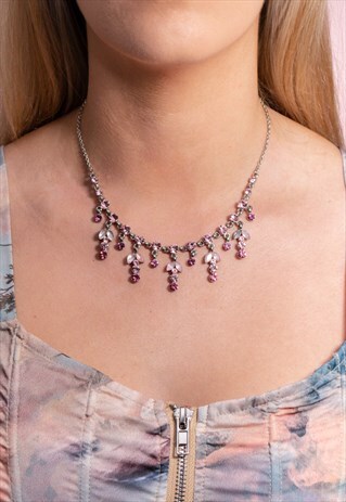 VINTAGE PINK DROP NECKLACE