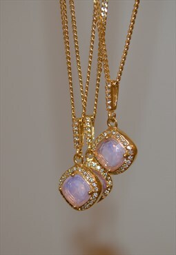 Lilac Baby Pink Crystal Necklace 