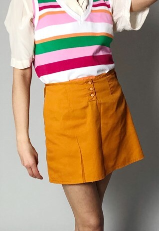 90S VINTAGE MINI SKIRT IN A VIBRANT SUMMERY SHADE OF ORANGE