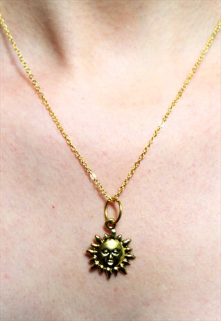VINTAGE INSPIRED GOLD COLOURED SUN CHARM NECKLACE