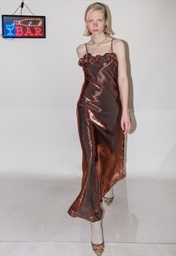 Vintage Y2K iconic red carpet bronze dress