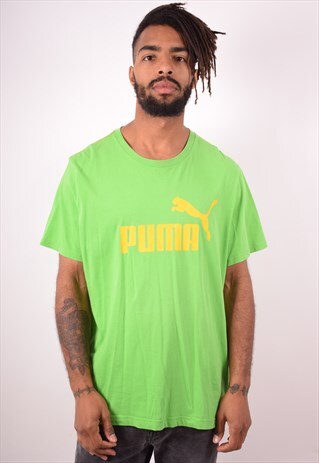 PUMA MENS VINTAGE T-SHIRT TOP XXL GREEN 90S