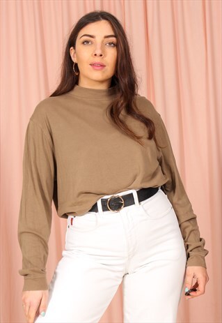 VINTAGE 90S TURTLE NECK JUMPER IN CAMEL