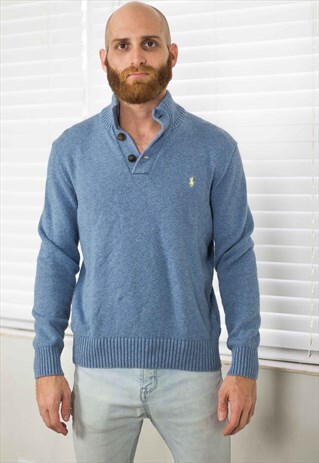 VINTAGE POLO RALPH LAUREN JUMPER LOGO 90S M 18.4