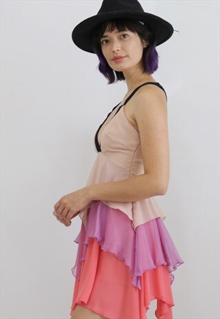 KAILYN LAYER MINI IN TIERS DRESS -PINK