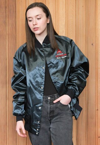VINTAGE 1980S DARK BLUE BASEBALL JACKET