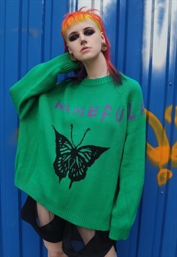 Butterfly sweater premium firefly jumper Korean top in green