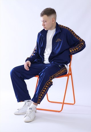 VINTAGE MENS KAPPA STRIPES TRACKSUIT JACKET PANTS