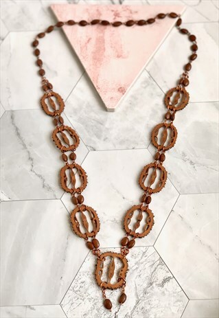 70s Seed Boho Long Beaded Necklace Vintage Jewellery