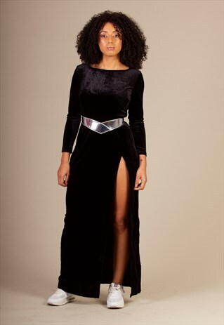 BLACK VELVET MAXI DRESS