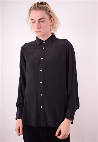 TRUSSARDI MENS VINTAGE SHIRT XL BLACK 90S