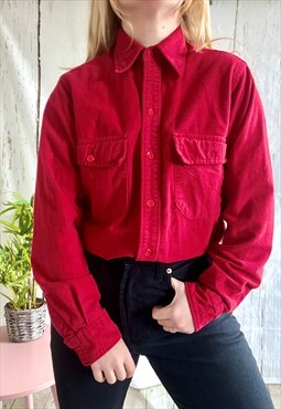 Vintage Red Thick Long Sleeved 80's Button Up Shirt